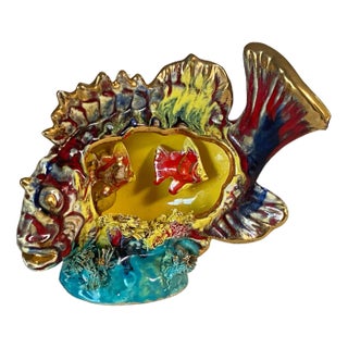 Vintage French Table Lamp in Glazed Ceramics by Vallauris & Monaco, 1960s For Sale