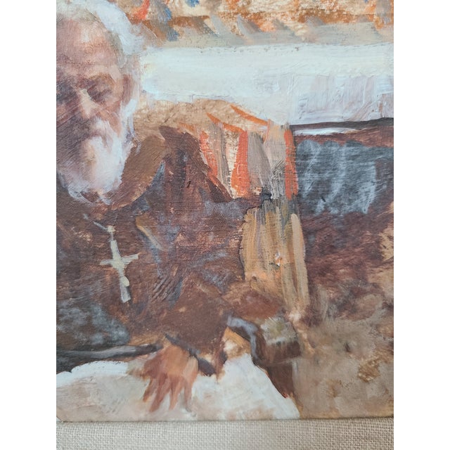 Ramon Kelley Original Oil Painting Portrait of a Mexican Priest in Church For Sale - Image 4 of 12