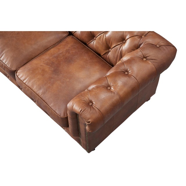 2020s Century Chesterfield Sofa - Bark Brown Leather | Crafters and Weavers For Sale - Image 5 of 9