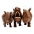 1970s Set of 3 Hand-Carved Solid Wood Rhinoceros Sculptures, Textured Hide, Inlaid Teeth and Toenails For Sale