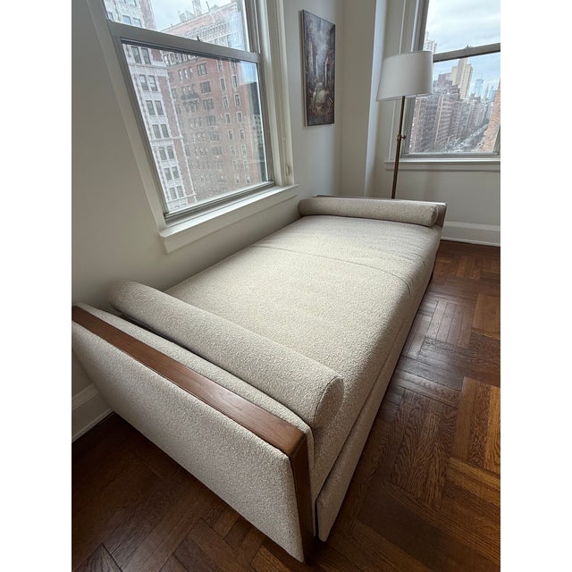 Brand New, Never Been Used, West Elm Schaefer Wood Trim Trundle Daybed in Cozy Boucle Fabric.