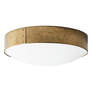 Small Ceiling Lamp in Raw Brass and Opal Acrylic from Konsthantverk For Sale