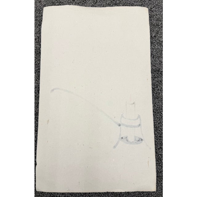 Japanese Vintage Japanese Sumi-E Ink on Paper Candle Holder Not Framed For Sale - Image 3 of 3