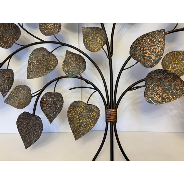 Vintage Deco Metal Leaf Textured Wall Decor For Sale - Image 4 of 11
