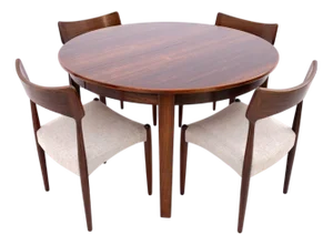 Round Table and Chairs, Denmark, 1960s, Set of 5