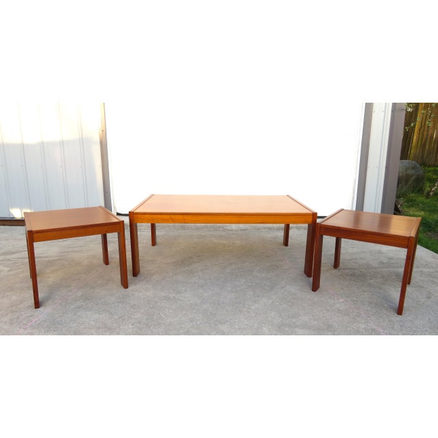 Mid-Century Modern Mid Century Modern Swedish Walnut Coffee Table & Side Table Set For Sale - Image 3 of 18