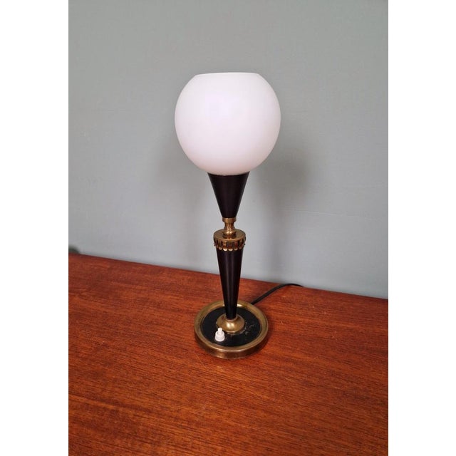 Table Lamp in Black Lacquered Metal, 1950s For Sale - Image 16 of 17