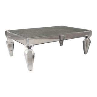 Hollywood Regency Acrylic & Mirrored Coffee Table For Sale