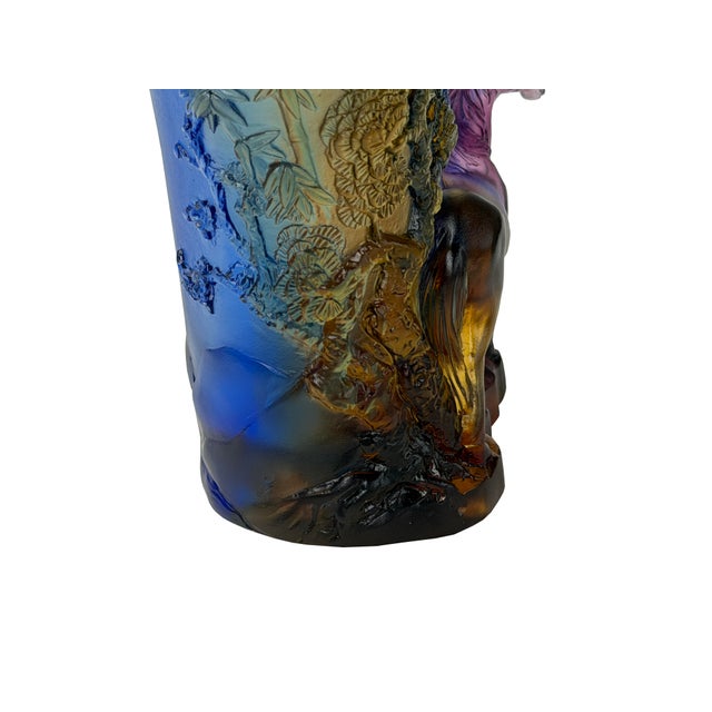 Crystal Glass Horse Theme Oval Brush Pot Vase Shape Mix Color Art Figure For Sale - Image 9 of 12