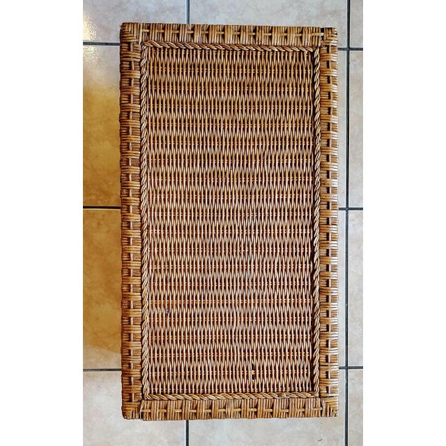 Sturdy Chest, Wood Interior W Rattan Exterior, Bronze Handles For Sale - Image 10 of 12