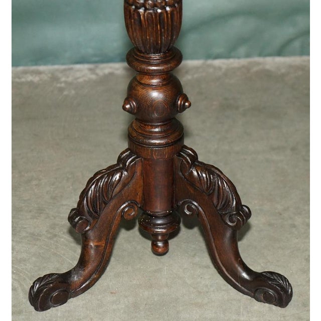 Antique Victorian Hand Carved Chess Table with Ornately Fluted Base For Sale - Image 6 of 12