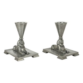 Swedish Grace Sphinx Candlesticks from Ernst Svedbom, Sweden, 1930, Set of 2 For Sale