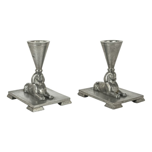 Swedish Grace Sphinx Candlesticks from Ernst Svedbom, Sweden, 1930, Set of 2 For Sale