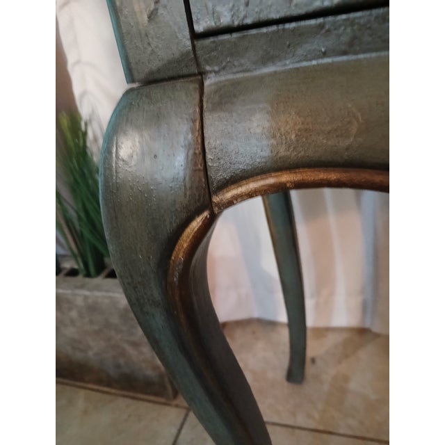 Wood Early 20th Century Intervention No, Bleu & Gold" – Signed Hand-Distressed Folk Baroque Cabinet For Sale - Image 7 of 11