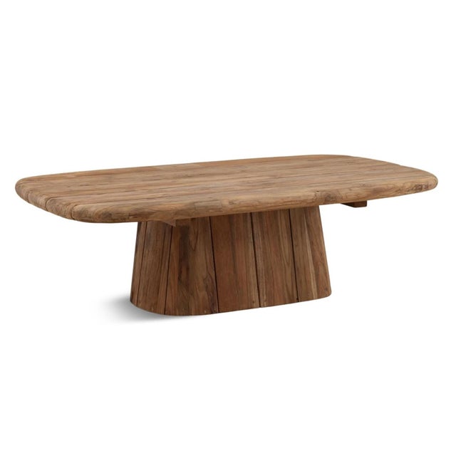 Contemporary Modern Rustic Rounded Plank Teak Coffee Table For Sale - Image 3 of 5