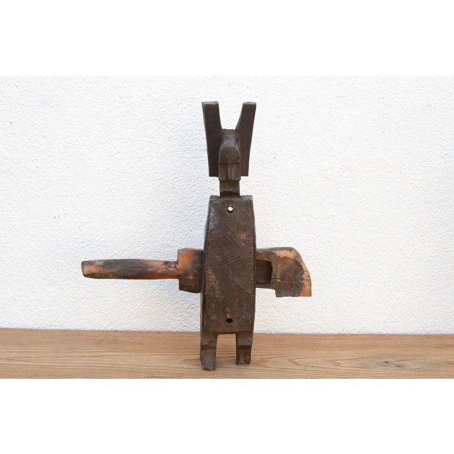 Antique African Bamana Horned Headdress Lock For Sale - Image 4 of 9