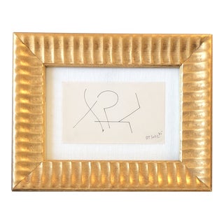 Original Vintage Robert Cooke Miniature Abstract Ink Drawing Framed 1980’s For Sale