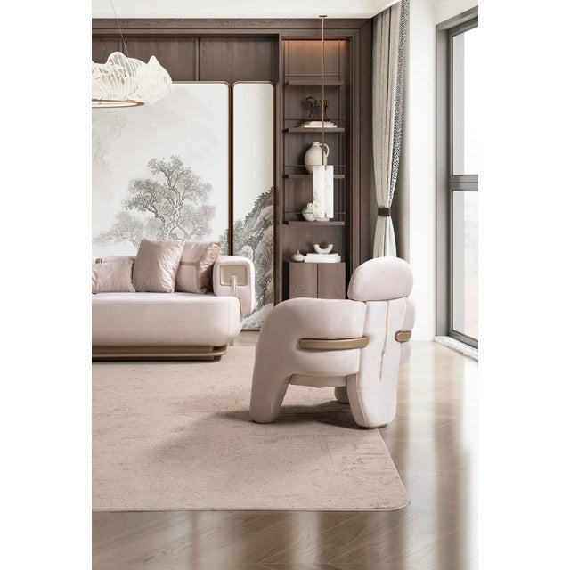 New Athena 3–Piece Modern Curved Silhouette Luxury Sofa Set - Sofa , Loveseat & Chair For Sale - Image 17 of 18