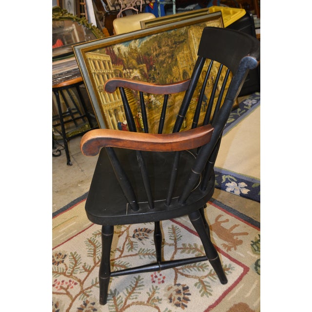 Wood Dartmouth 1769 Nichols & Stone Black Wooden Arm / Captains Chair College Lodge Library For Sale - Image 7 of 18