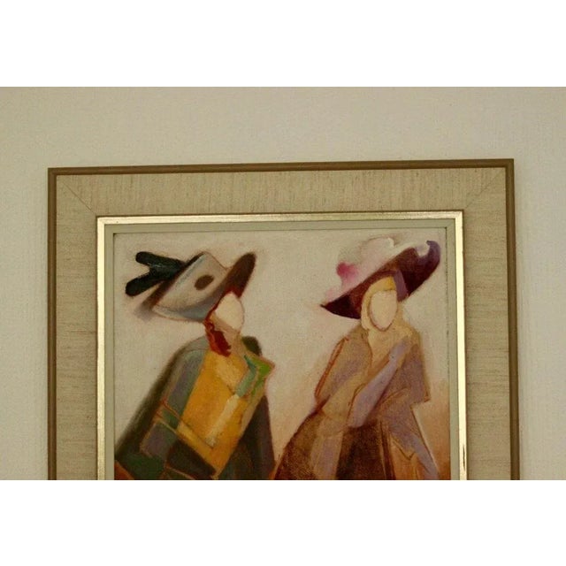 Mid-Century Modern Carl Magnus Franklin, Two Women, 1960s, Oil on Panel, Framed For Sale - Image 3 of 11