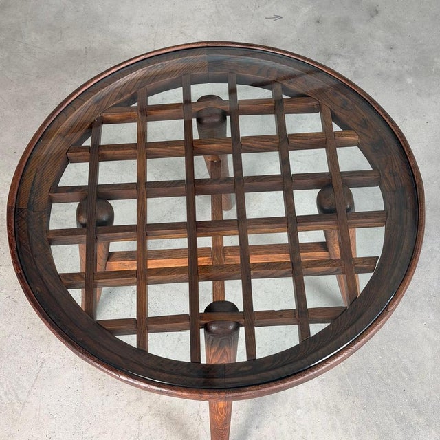 Wood Raised Coffee Table in Chestnut and Glass attributed to Mario Quarti, 1940s For Sale - Image 7 of 18