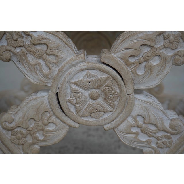 Pair Leather Seat X-Carved Base Stools For Sale - Image 11 of 12