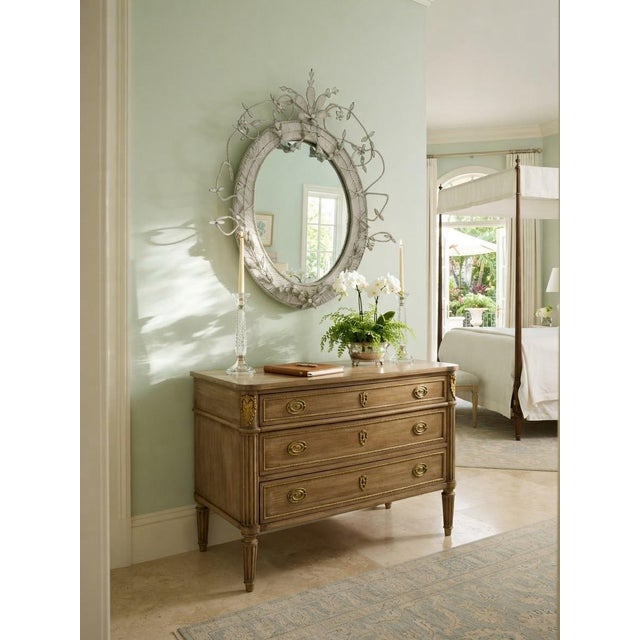 Light Gray Handcrafted South African White Beaded Wirework Oval Wall Mirror For Sale - Image 8 of 12
