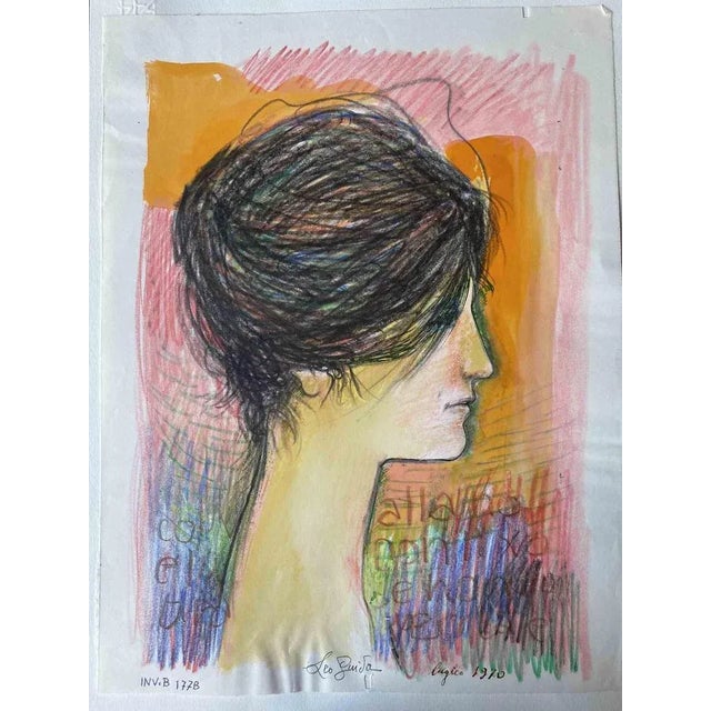 Mid-Century Modern Leo Guide, Portraits, 1970s, Original Drawing For Sale - Image 3 of 3