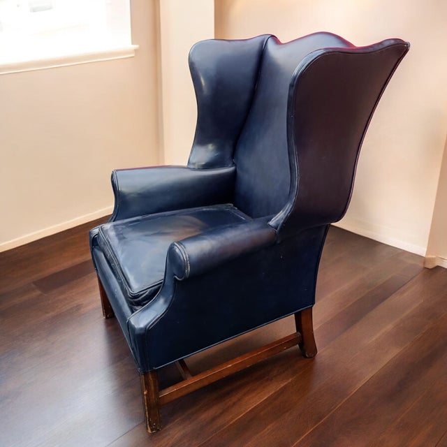 Traditional Timeless Elegance: The Vintage Hickory Chair Co. Wingback Leather Chair For Sale - Image 3 of 4