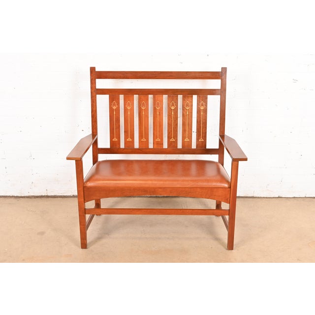 A gorgeous Mission or Arts & Crafts style bench or settee By L. & J.G. Stickley, "Harvey Ellis Collection" USA, Circa Late...