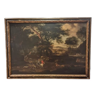 Jan Van Bloemen, Landscape with Figures, 17th Century, Oil Painting on Canvas, Framed For Sale
