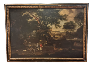 Jan Van Bloemen, Landscape with Figures, 17th Century, Oil Painting on Canvas, Framed