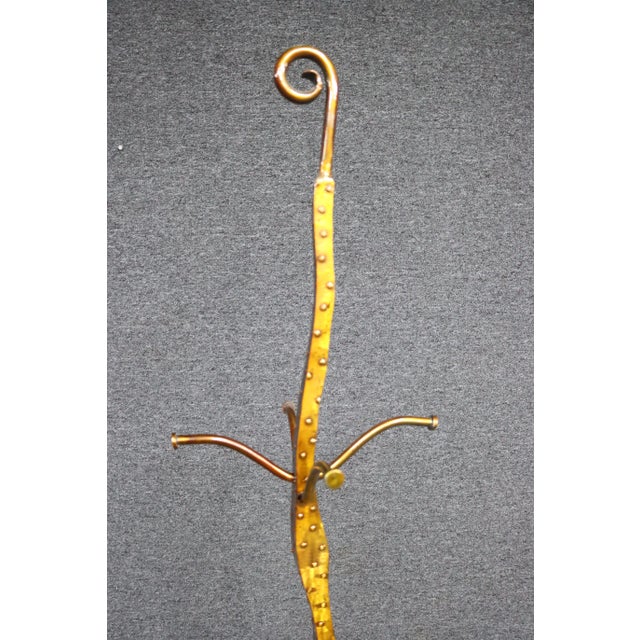 Mid-Century Sculptural Gilt Metal Coat Rack With Leaf-Form Base For Sale In Philadelphia - Image 6 of 8