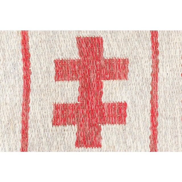 Mid 20th Century Doris Leslie Blau Vintage Swedish Reversible Flat-Weave Wool Rug For Sale - Image 5 of 8