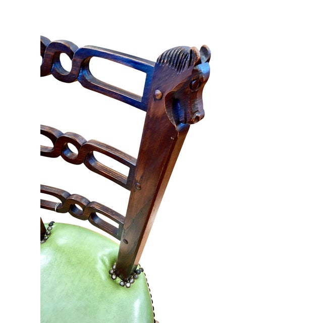 1940s “Viking Oak” Dining Set, a Table With Eight “Horse Head” Chairs For Sale - Image 5 of 13