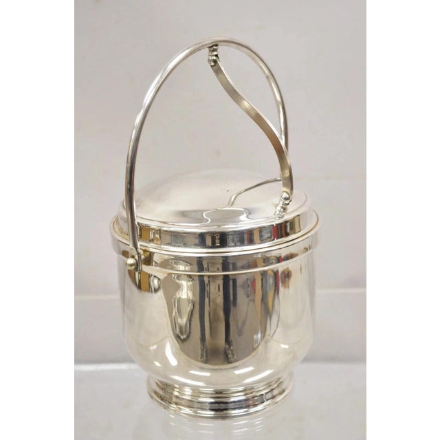 Vintage Wallace Mid Century Modern Silver Plated Glass Lined Hinged Ice Bucket For Sale - Image 11 of 11