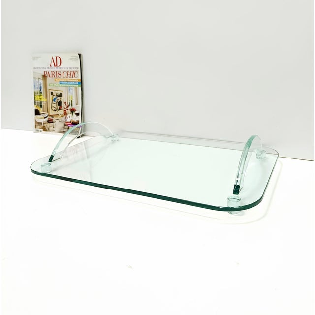 Fontana Arte Transparent Glass Tray in the style of Fontana Arte, Italy, 1980s For Sale - Image 4 of 10