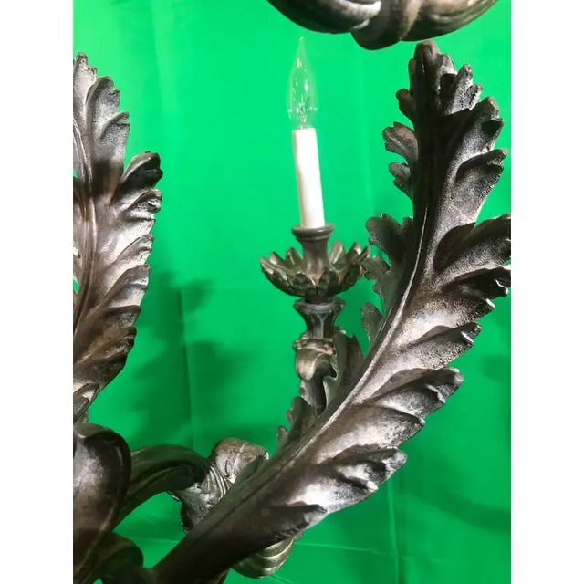 1990s Vintage Italian Hand Carved 2 Tier Chandelier With 12 Lights For Sale - Image 5 of 12