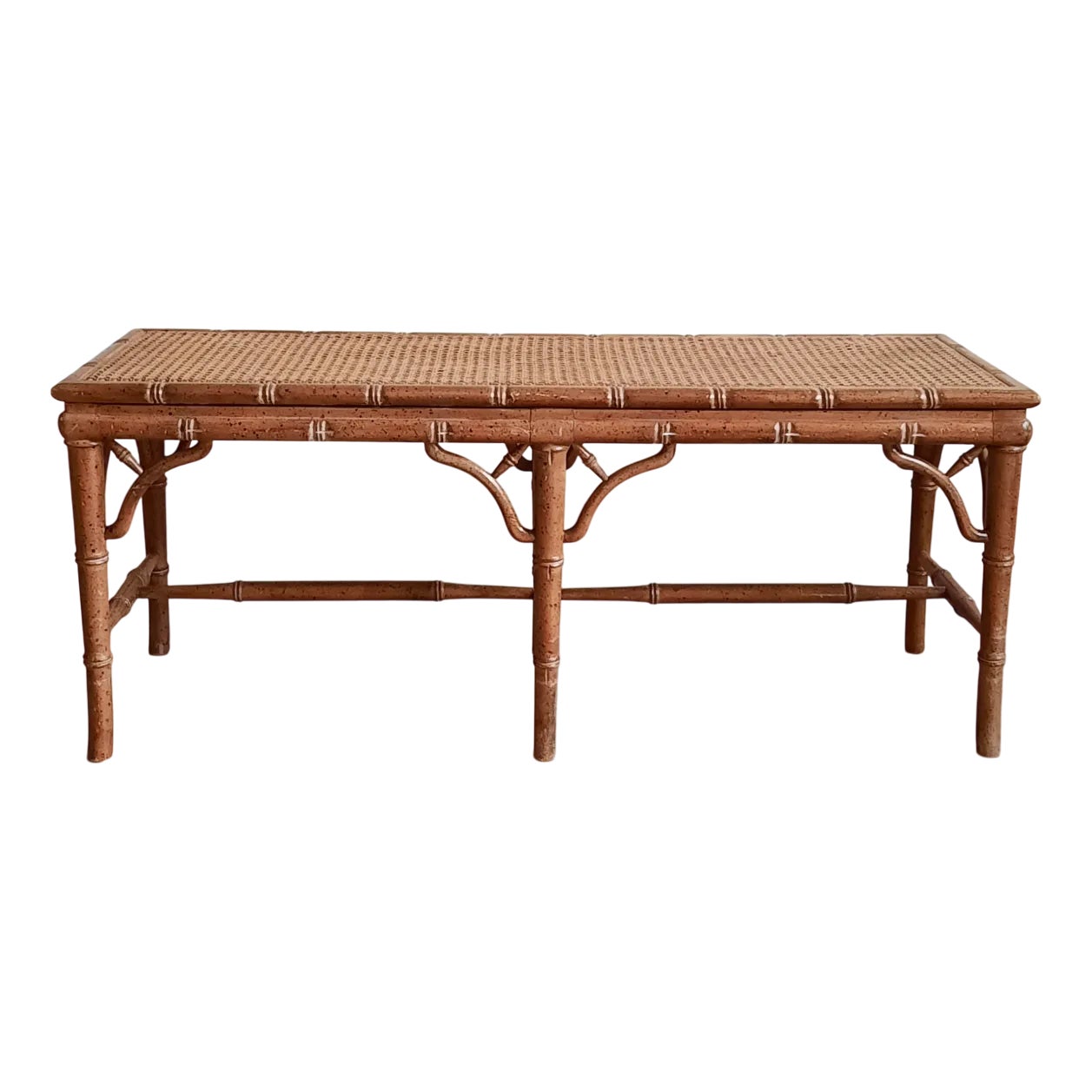 Faux Bamboo & Rattan Bench, 1980s | Chairish