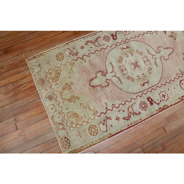 Pink Vintage Zabihi Collection Turkish Anatolian Small Pink Red Rug - 3'1" x 5'8" For Sale - Image 8 of 8