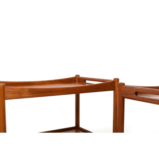 Mid-Century Modern Model AT-45 Teak Trolleys by Hans J. Wegner for Andreas Tuck, 1960s, Set of 2 For Sale - Image 3 of 10