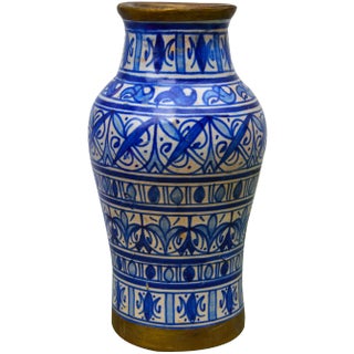 Mid 20th Century Blue-Patterned Moorish Vase For Sale