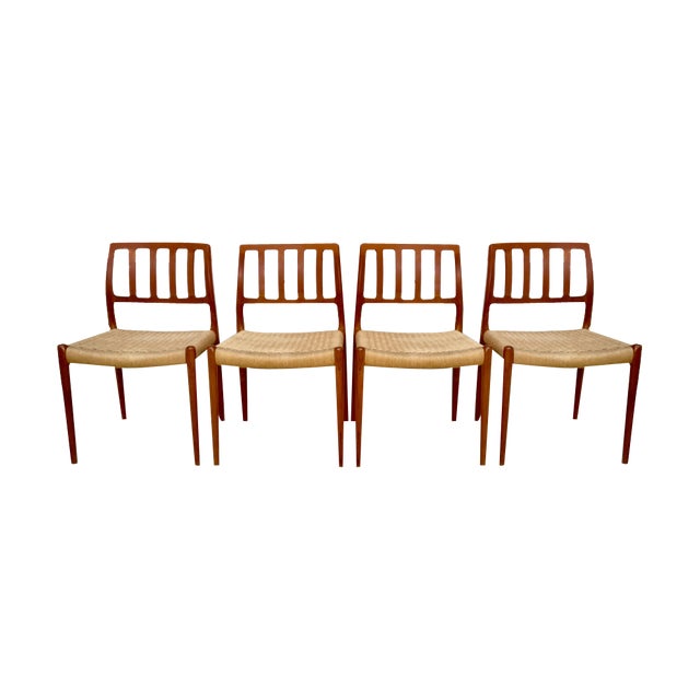 Danish Teak Dining Chairs Model No. 83 by Niels O. Møller for J.L. Møllers Møbelfabrik, 1970s, Set of 4 For Sale