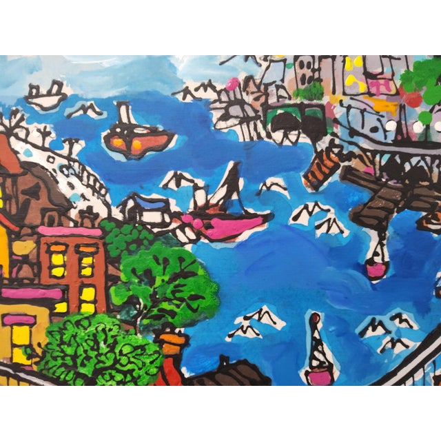 Original Mid Century Cityscape Painting of the Brooklyn Bridge by Edward Sokol 1979 For Sale In Orlando - Image 6 of 18