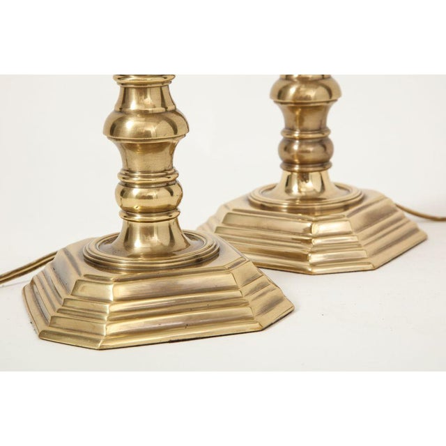 Brass Pair of Brass Candlestick Lamps For Sale - Image 8 of 8