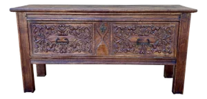 Spanish Rustic Chestnut Drop-Front Storage Chest, Early 20th Century