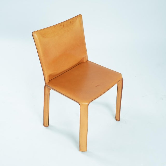 Model 412 CAB Dining Chairs in Cognac Leather by Mario Bellini for Cassina, 1990s, Set of 6 For Sale - Image 15 of 18