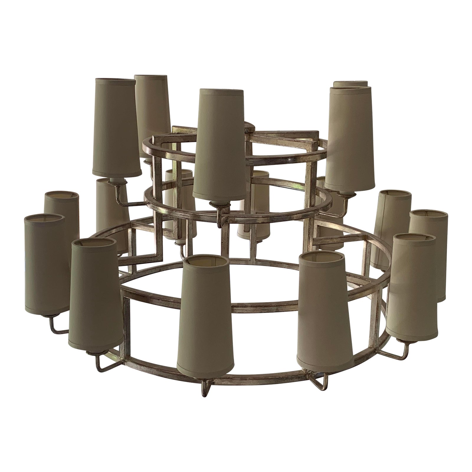 Nancy Corzine Silver Leaf Chandelier | Chairish