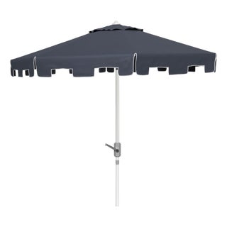 Zimmerman 9 Ft Market Umbrella, Navy & White/Chrome Pole For Sale