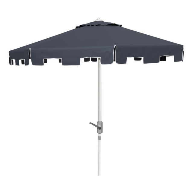 Zimmerman 9 Ft Market Umbrella, Navy & White/Chrome Pole For Sale